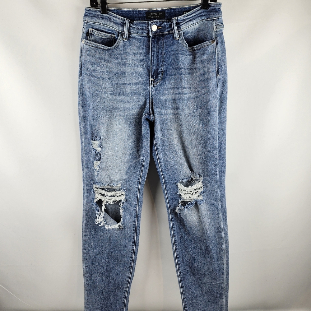 Judy Blue Jeans Women 9/29 Boyfriend Blue Denim Distressed JB82458MD (29x29)